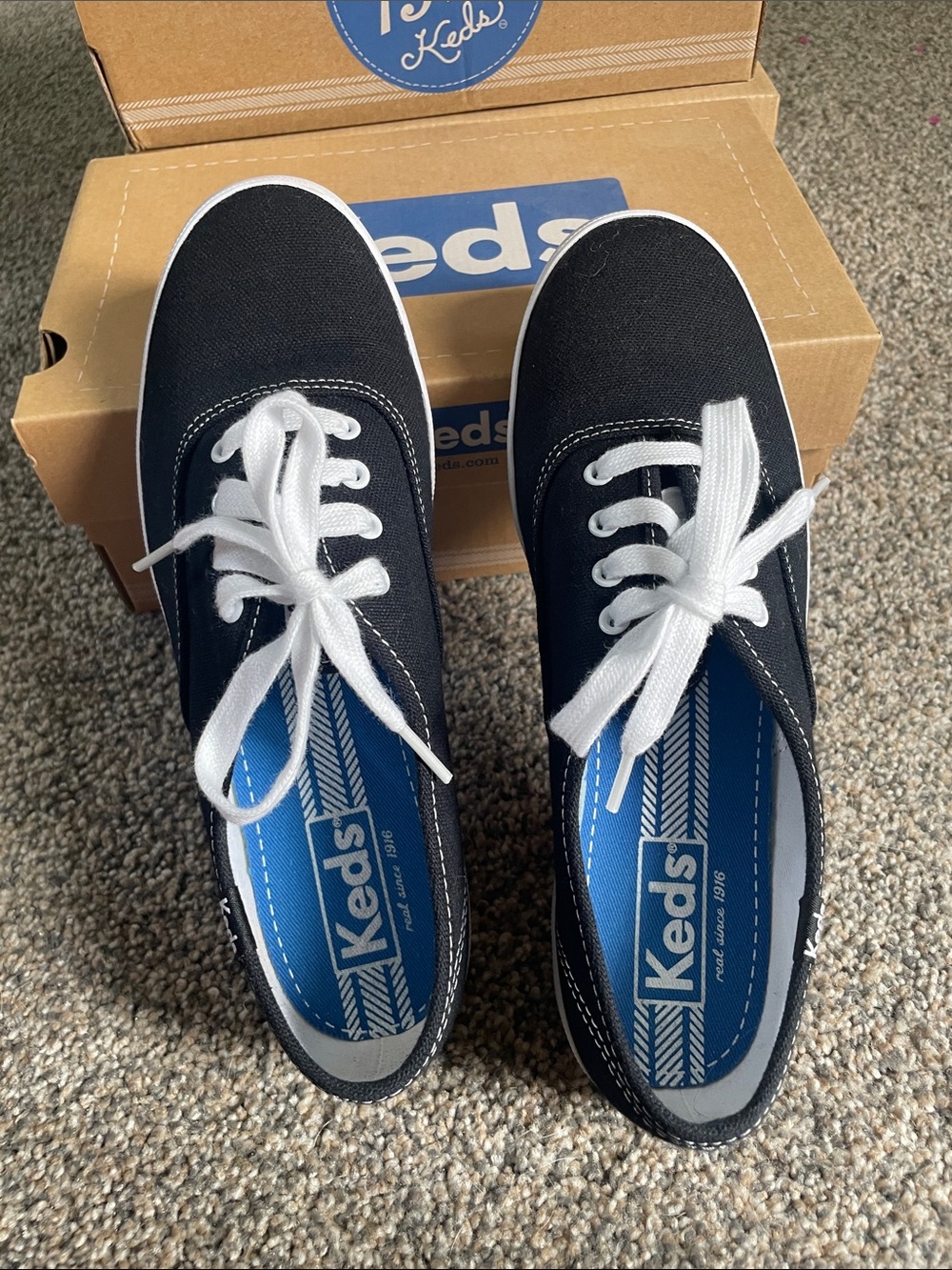 Keds Black Canvas Lace-Up Sneakers with White Laces